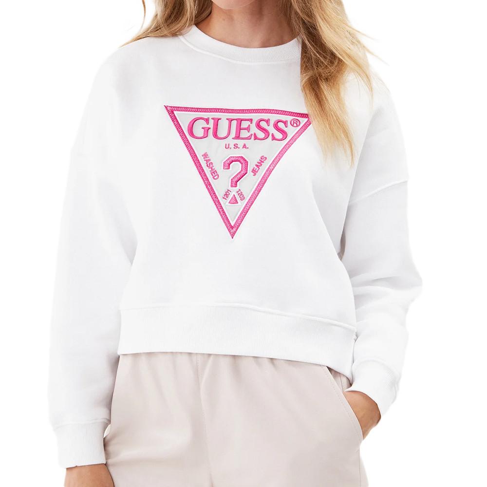 Sweat Blanc Femme Guess Lurex Triangle pas cher