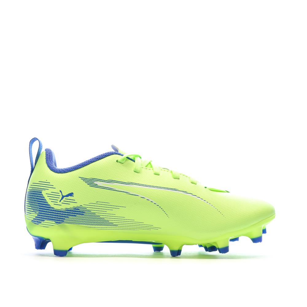 Chaussures de football Jaune Fluo Garçon Puma Ultra 5 Play FG/AG vue 2