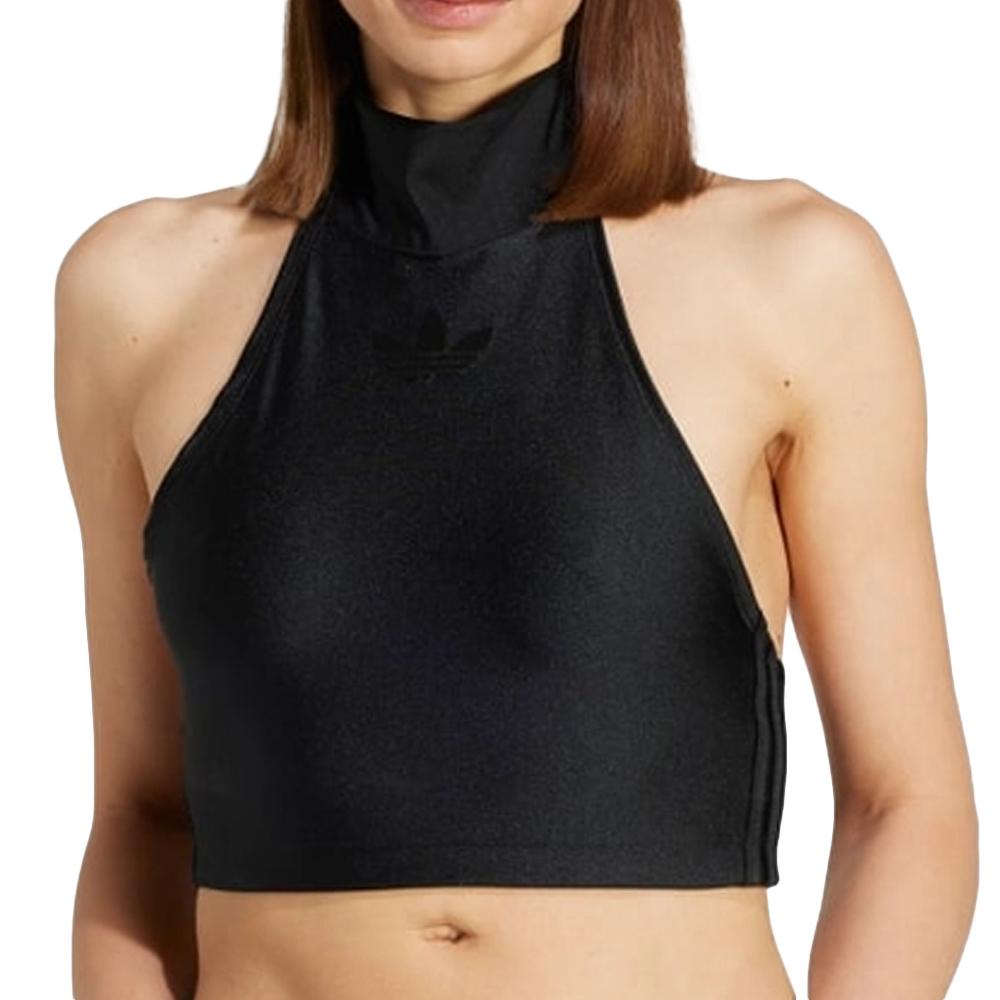Camiseta sin mangas negra de mujer Adidas con cuello halter barato