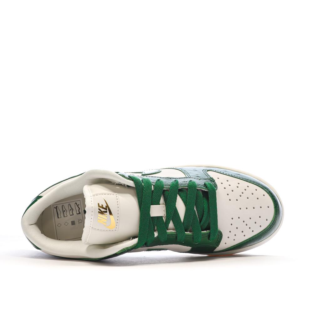 Baskets Blanches/Vertes Femme Nike Dunk Low vue 3