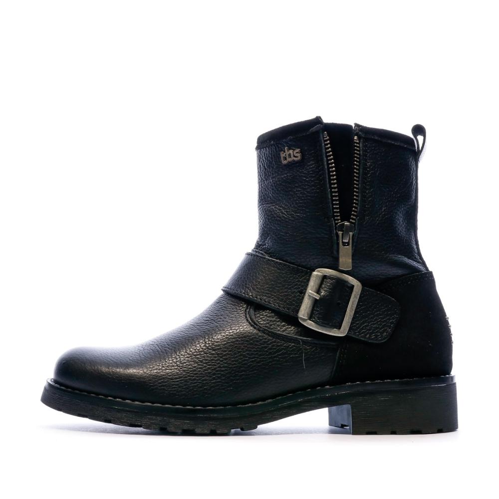 Boots Noir cuir Femme TBS Panella pas cher