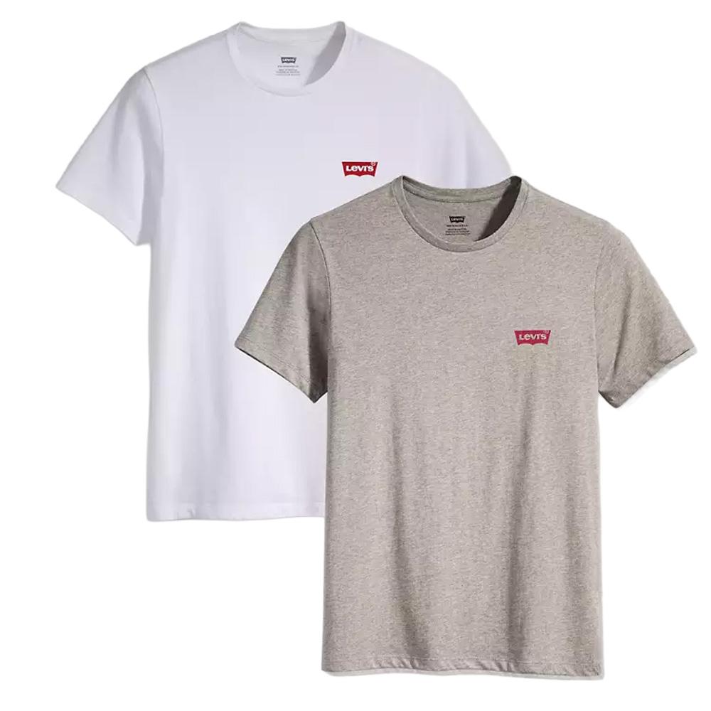 Lot de 2 T-shirts Blanc/Gris Homme Levi's Slim Fit pas cher