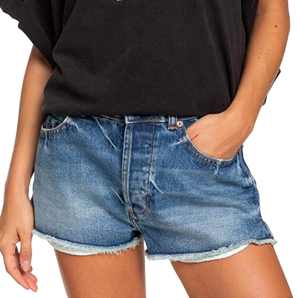 Short en jean Bleu Femme Roxy Trigger Hippie pas cher