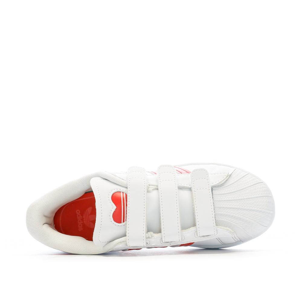 Baskets Blanches/Rouge Fille Adidas Superstar C FZ0643 vue 4