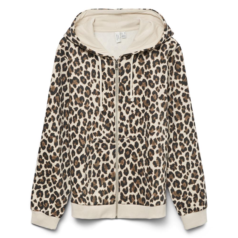 Sweat Zippé Léopard Beige Femme Vero Moda Clippa pas cher