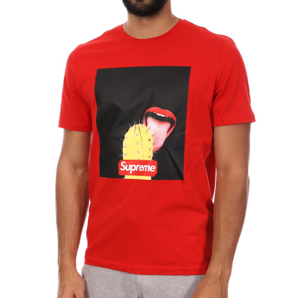 T-shirt Rouge Homme Supreme Grip Cactus pas cher