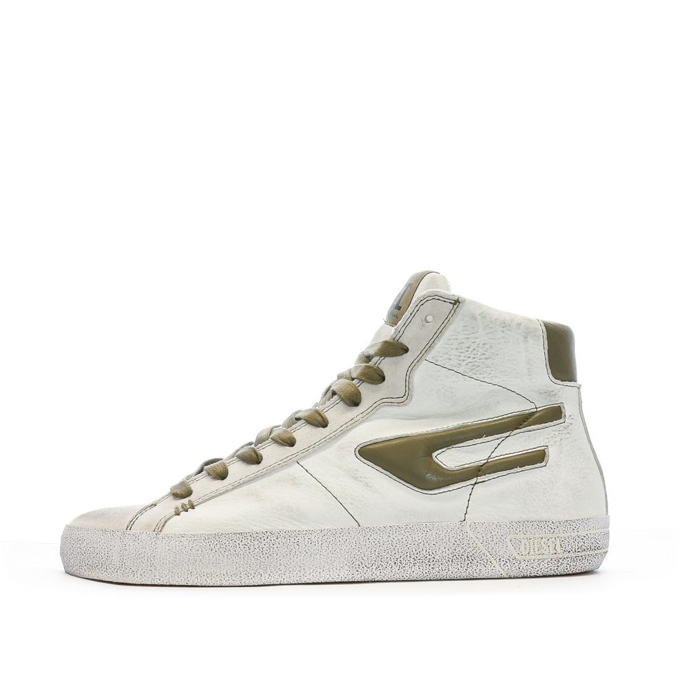 Baskets Blanches/Kaki Homme Diesel S-leroji pas cher