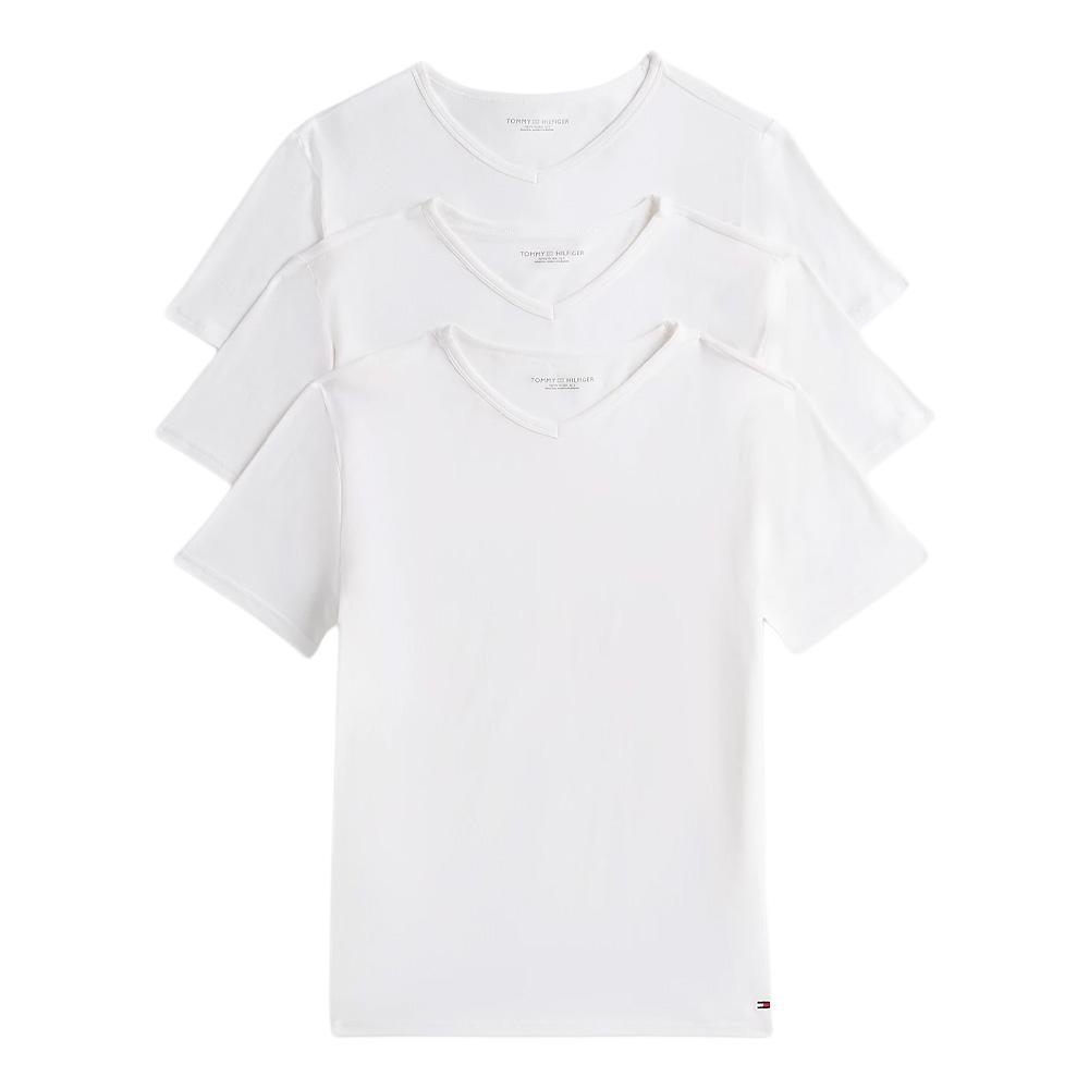 Lot de trois T-Shirt Blanc Homme Tommy Hilfiger Stretch vue 3