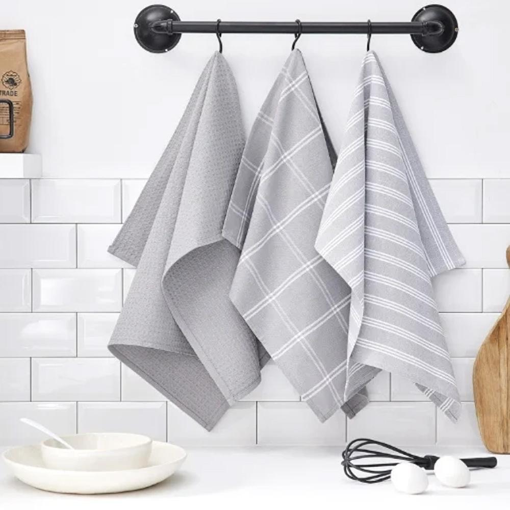 Lot De 3 Torchons Gris Today Essential pas cher