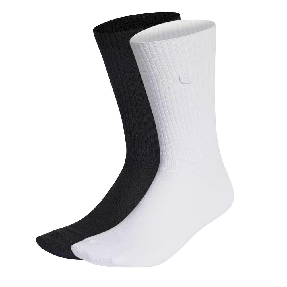 X2 Paires de chaussettes Blanches/Noires Homme Adidas Crew Sock pas cher