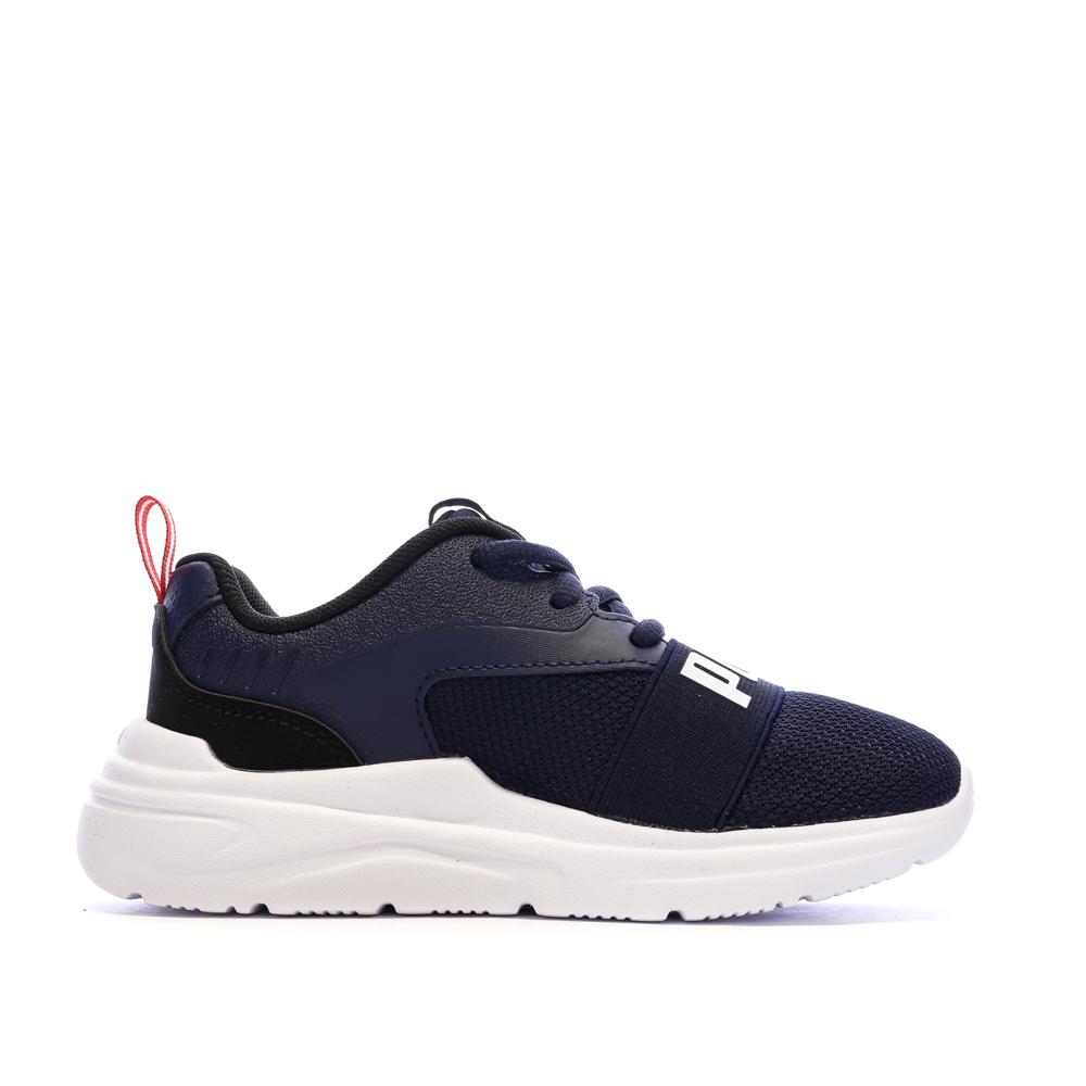 Puma Soft Wired 2 Sneaker für Jungen in Marineblau/Weiß/Rosa Ansicht 2
