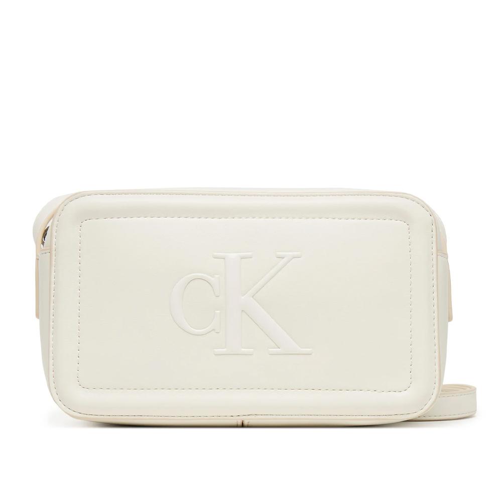 Sac à bandoulière Blanc Femme Calvin Klein Jeans Bold Ck Camera pas cher