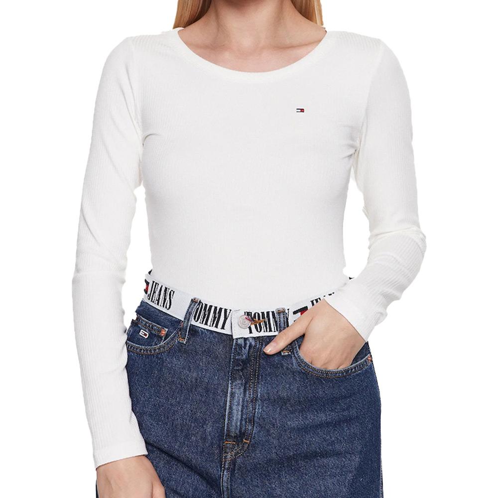T-shirt Manches Longues Blanc Femme Tommy Hilfiger Desert pas cher