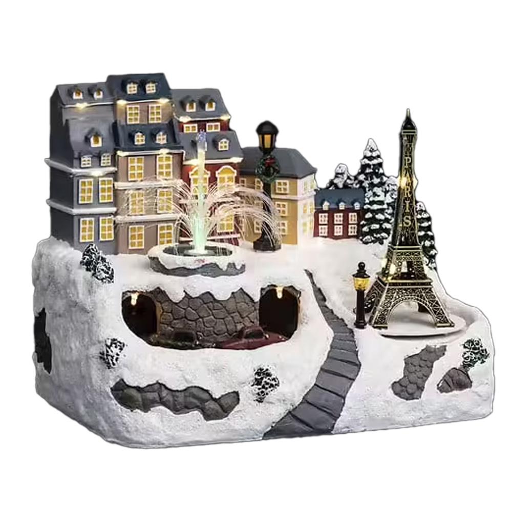 Village de Noël Toits et fontaine Atmosphera pas cher