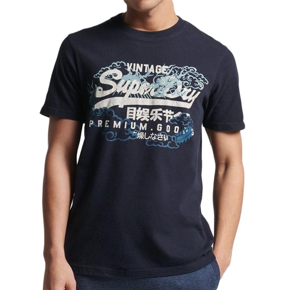 T-shirt Marine Homme Superdry Vintage Vl Narrative pas cher