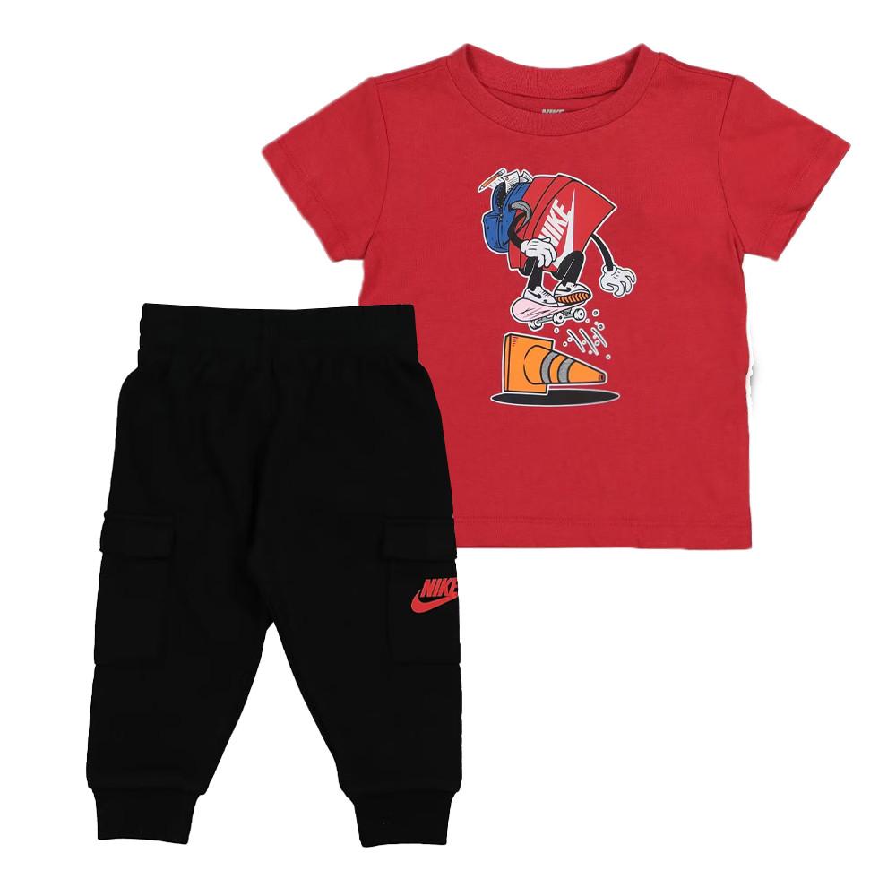 Ensemble Noir/Rouge Garçon Nike Jogger Set pas cher