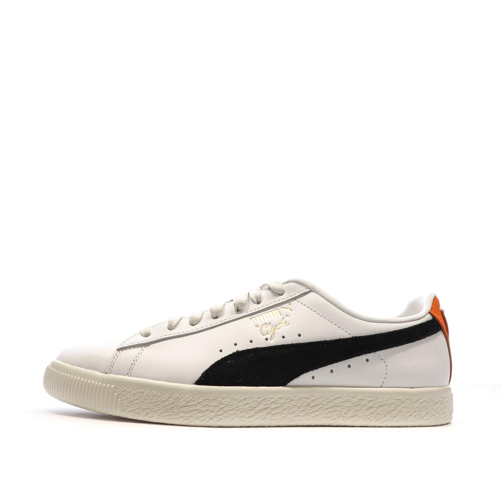 Baskets Blanches/Noires Homme Puma Clyde Base pas cher