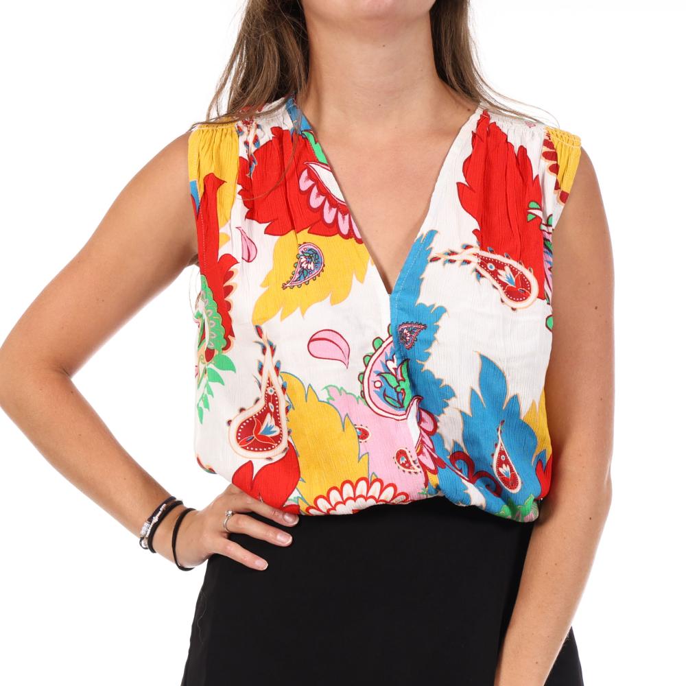 Blouse Blanc/Bleu Femme Les Tropéziennes Mayabay pas cher