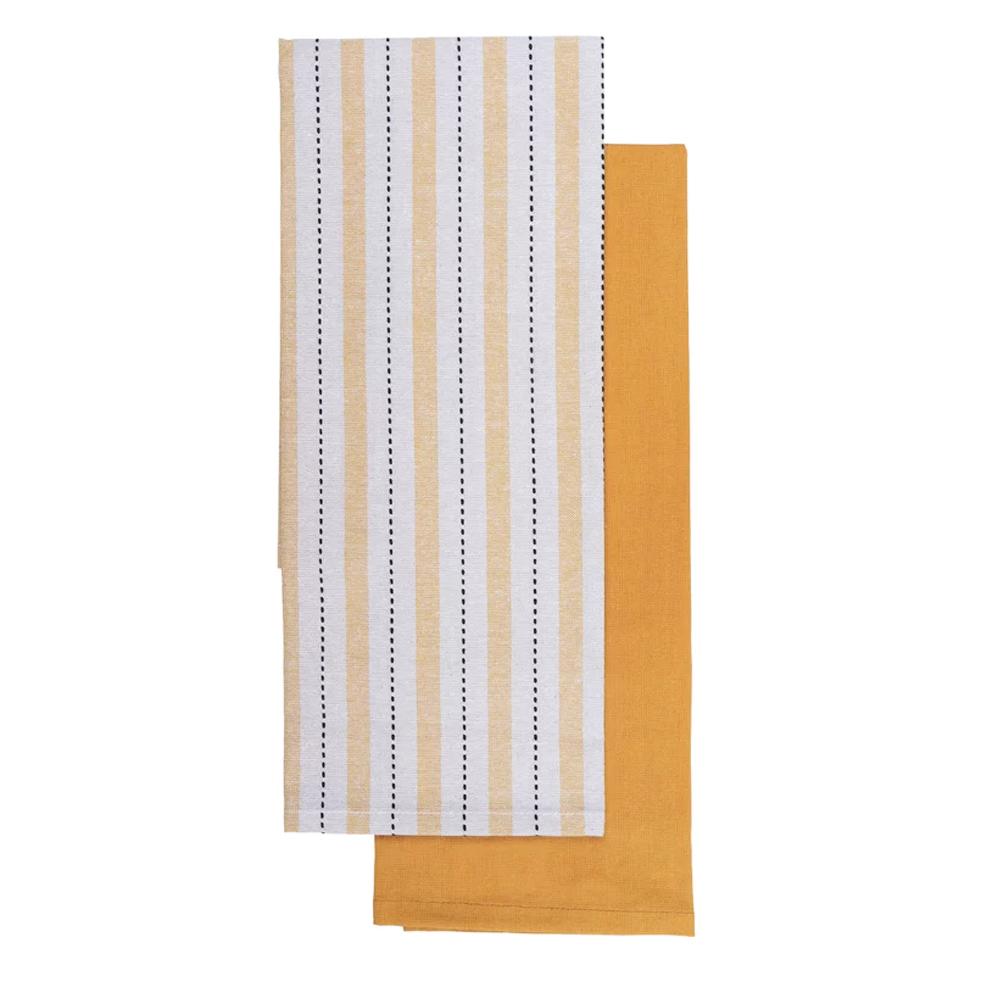 Set 2 Torchons Blanc/Noir/Beige Luance Charlize 50x70cm pas cher