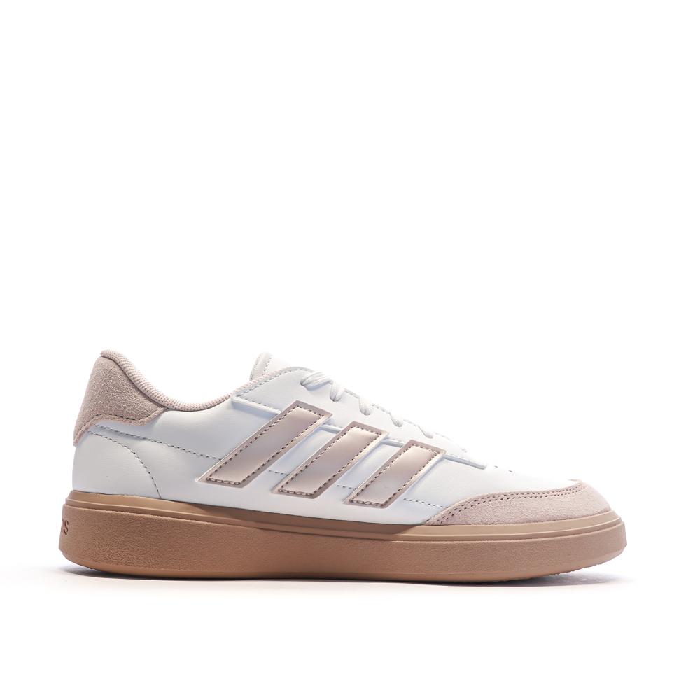 Baskets Blanches/Roses Femme Adidas Courtblock vue 2