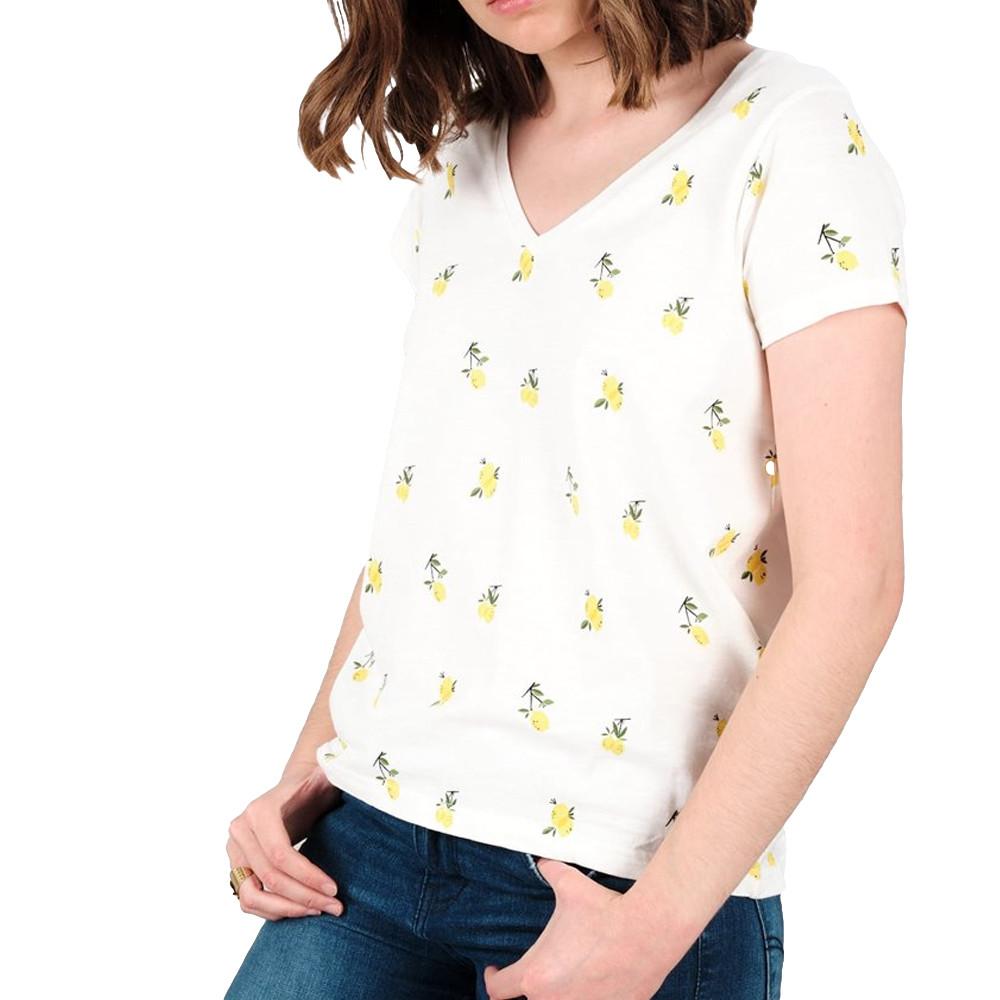 T-shirt Blanc/Citron Femme Deeluxe Nady pas cher