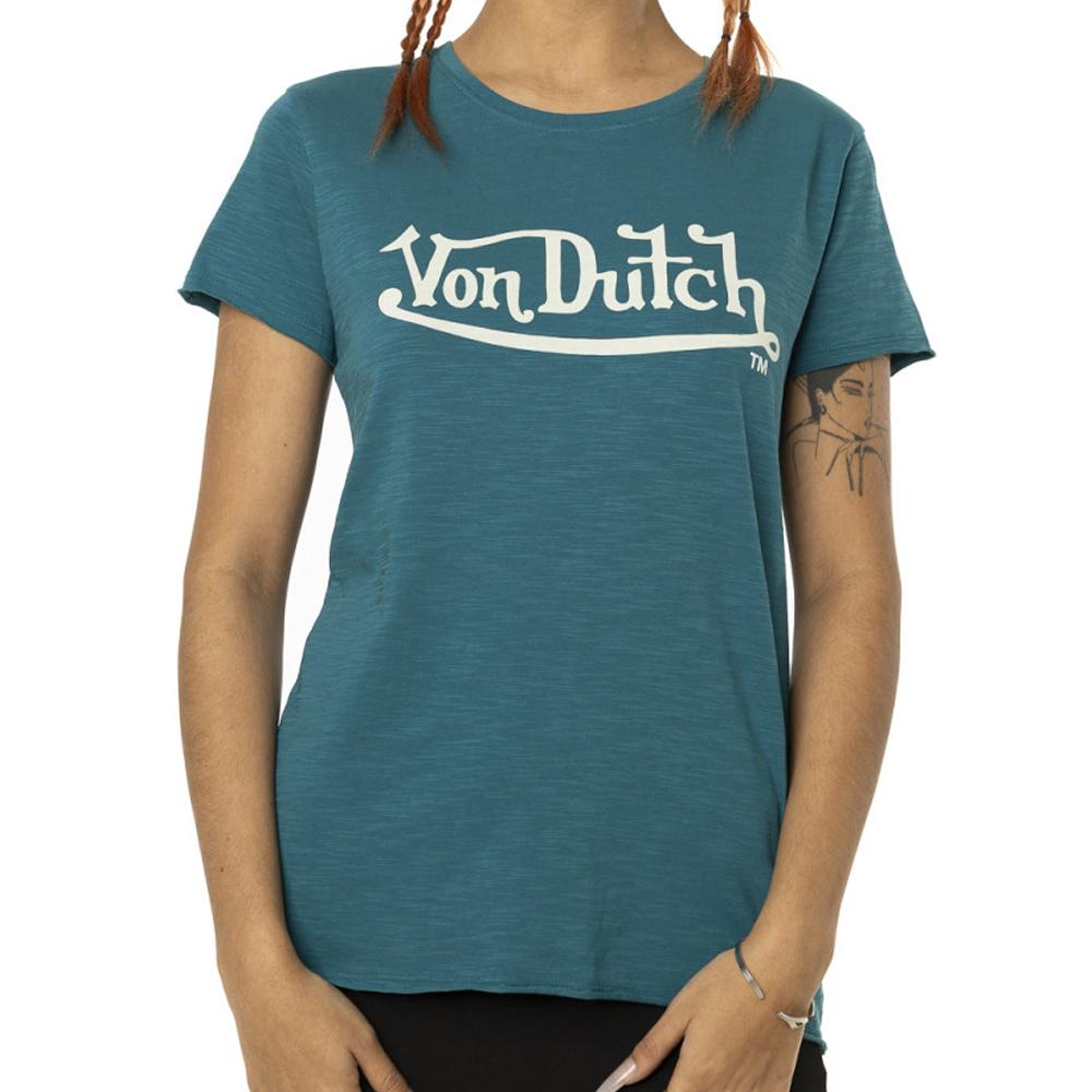 T-shirt Turquoise Femme Von Dutch Slub pas cher