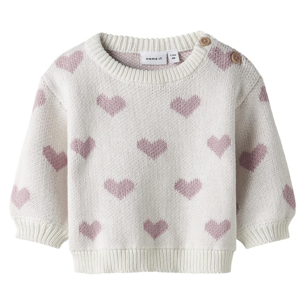 Pull Blanc/Rose Fille Name it Foana pas cher