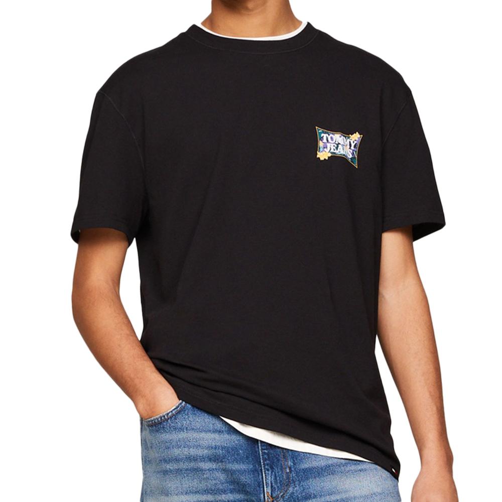 T-shirt Noir Homme Tommy Hilfiger Flower Power pas cher