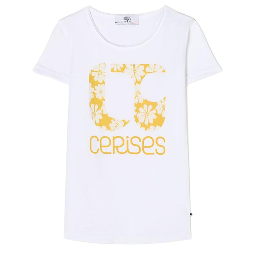 T-shirt Blanc/Jaune Fille Le Temps Des Cerises Fleurigi pas cher