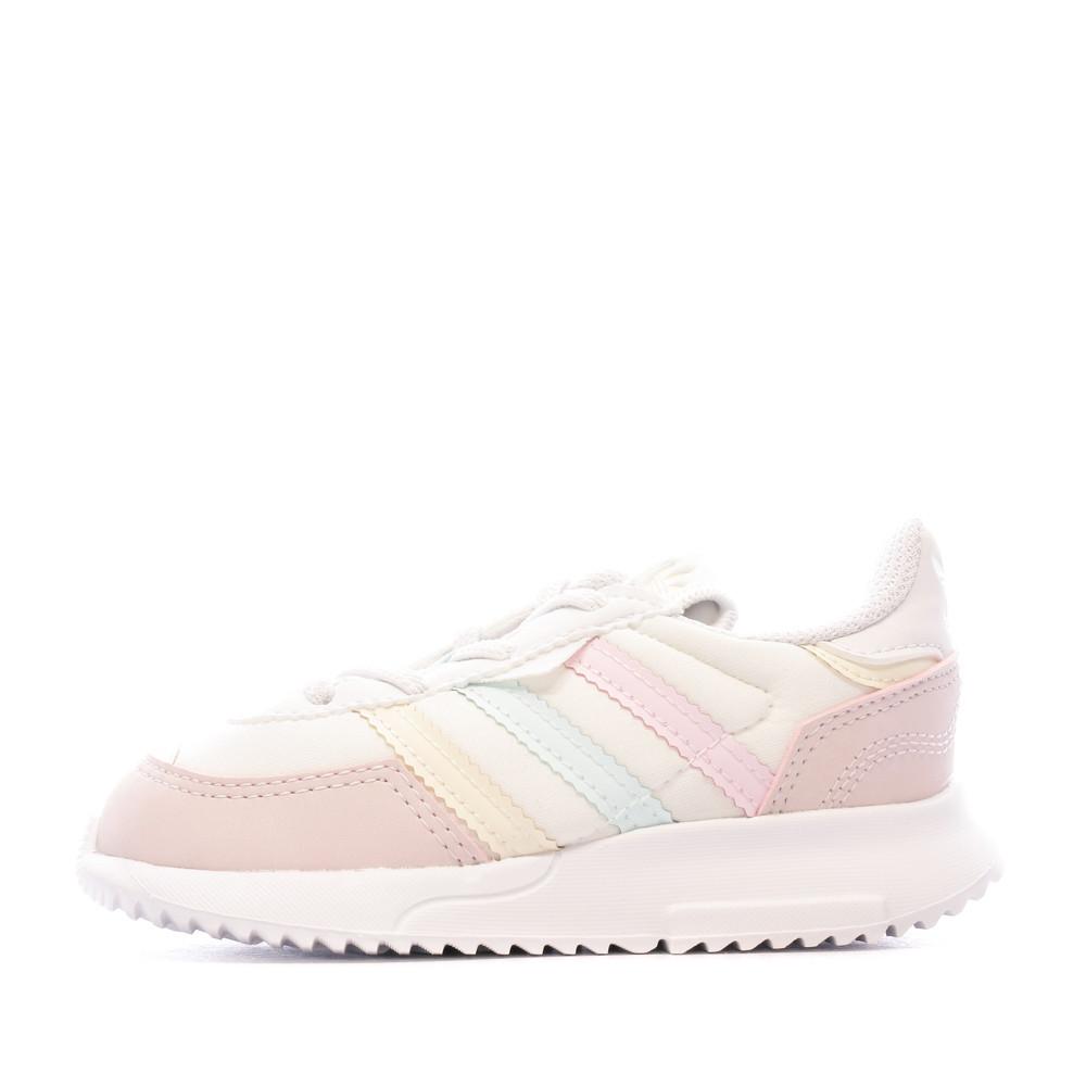 Basket Blanche/Rose Fille Bébé Adidas Retropy F2 El I pas cher