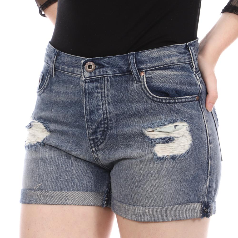 Short en Jean Bleu Femme Scotch & Soda Destroy pas cher