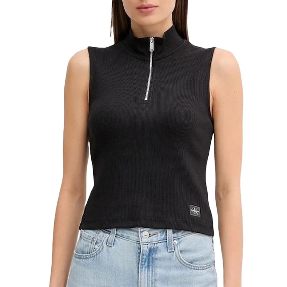 Top Noir Femme Calvin Klein Jeans A- Woven pas cher