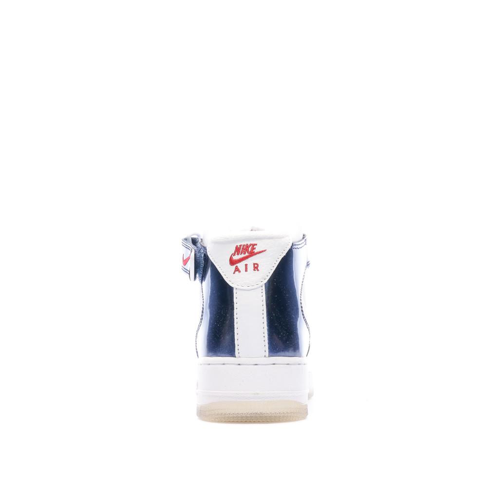 Baskets Blanches/Bleu Mixte Nike Air Force 1 Mid vue 3
