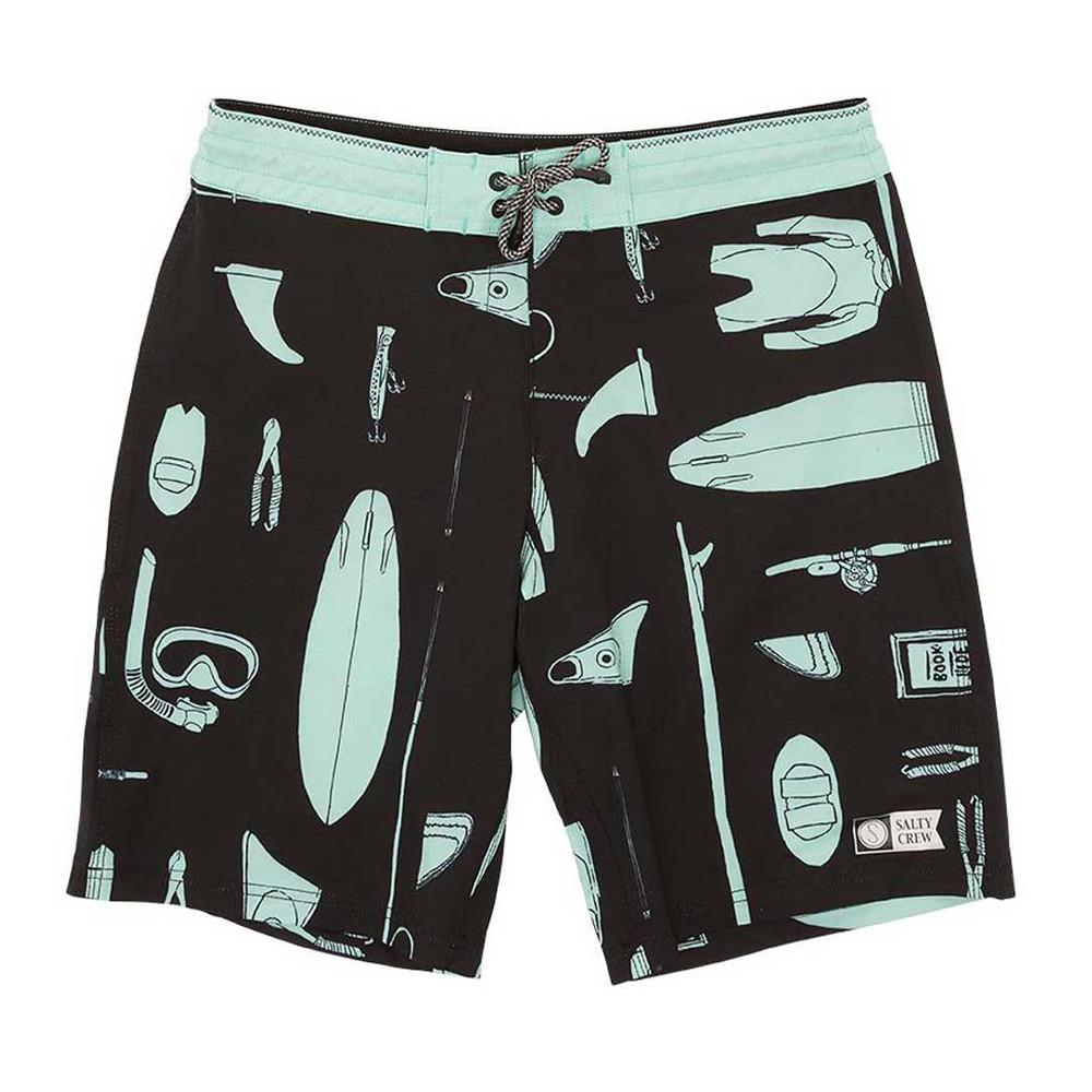 Short de bain Noir/Vert Homme Salty Crew Rafter Board pas cher