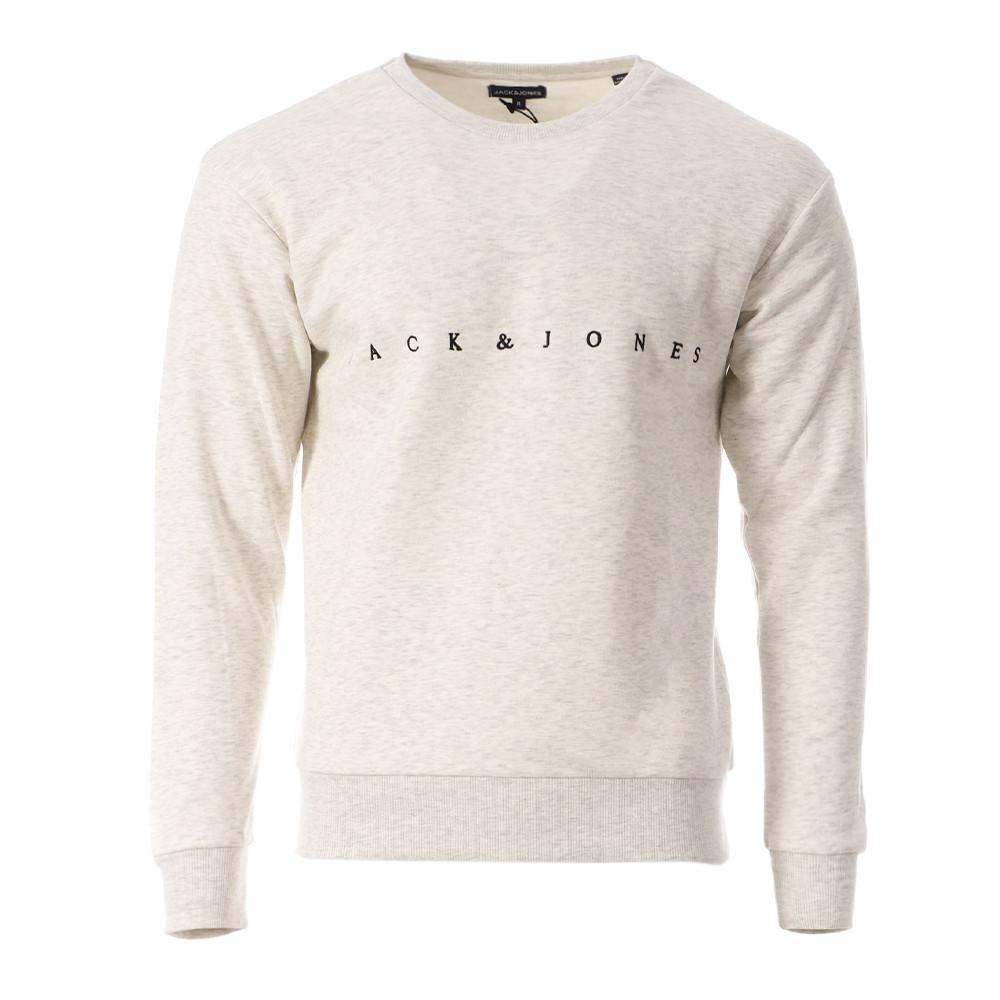 Sweat Blanc Chiné Homme Jack & Jones Hagen Big pas cher