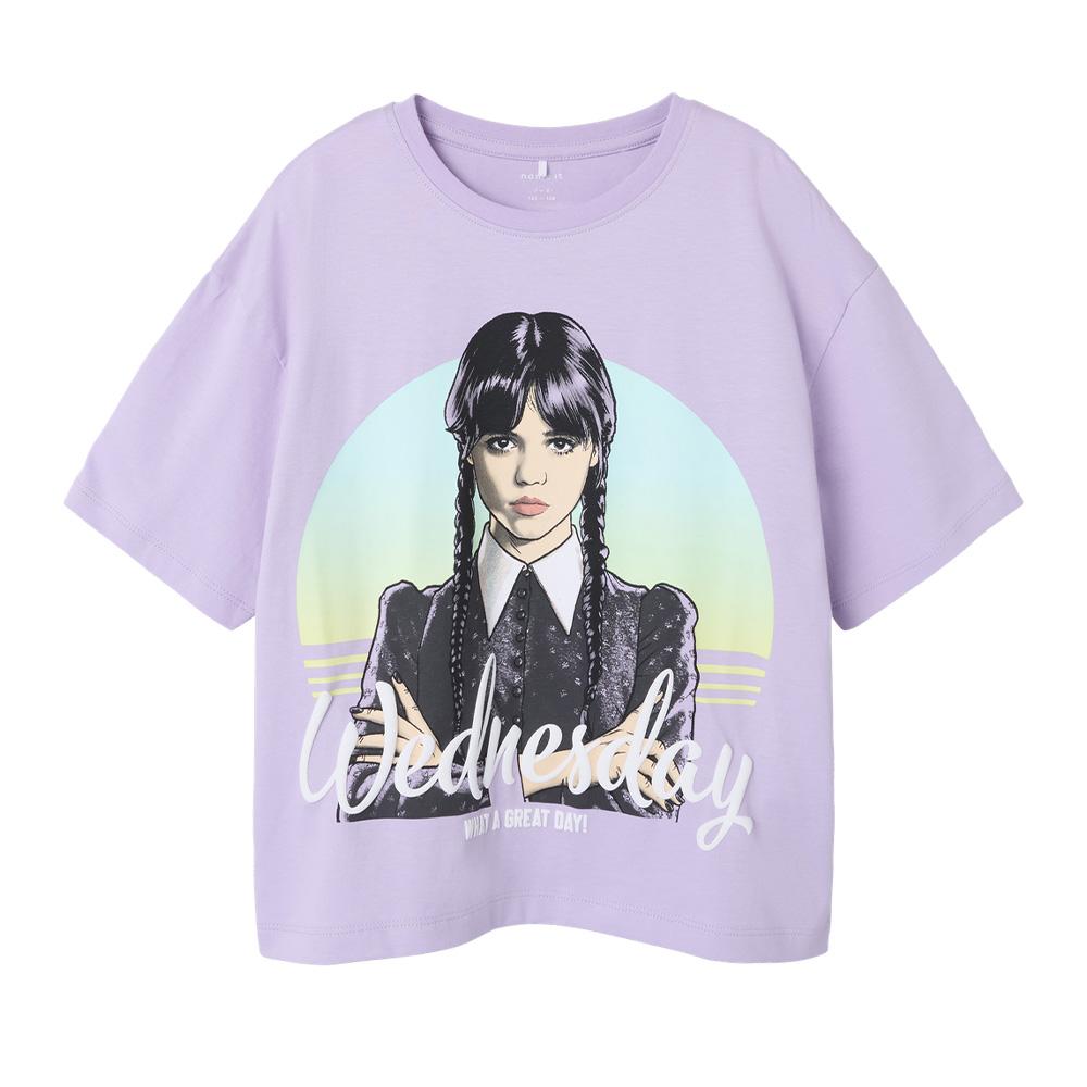 T-shirt Violet Fille Name it Wednesday pas cher
