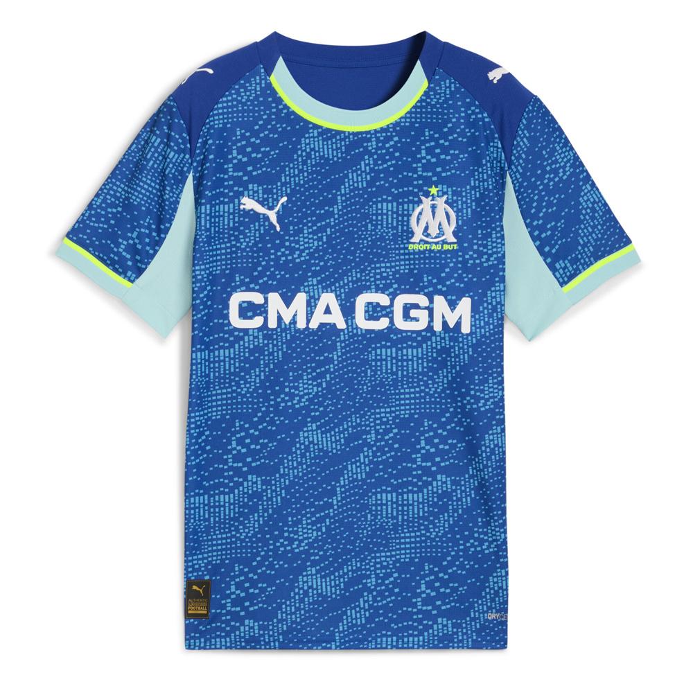 OM Maillot de Football Turquoise/Bleu/Jaune Garçon Puma 25/26 pas cher