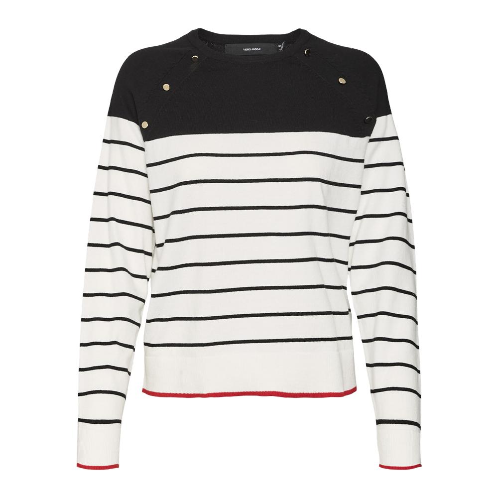 Pull Noir/Blanc Femme Vero Moda Alma pas cher