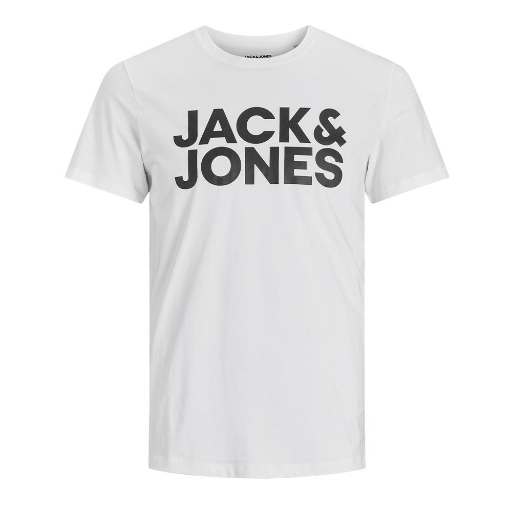 T-shirt Blanc/Noir Homme Jack & Jones Corp pas cher