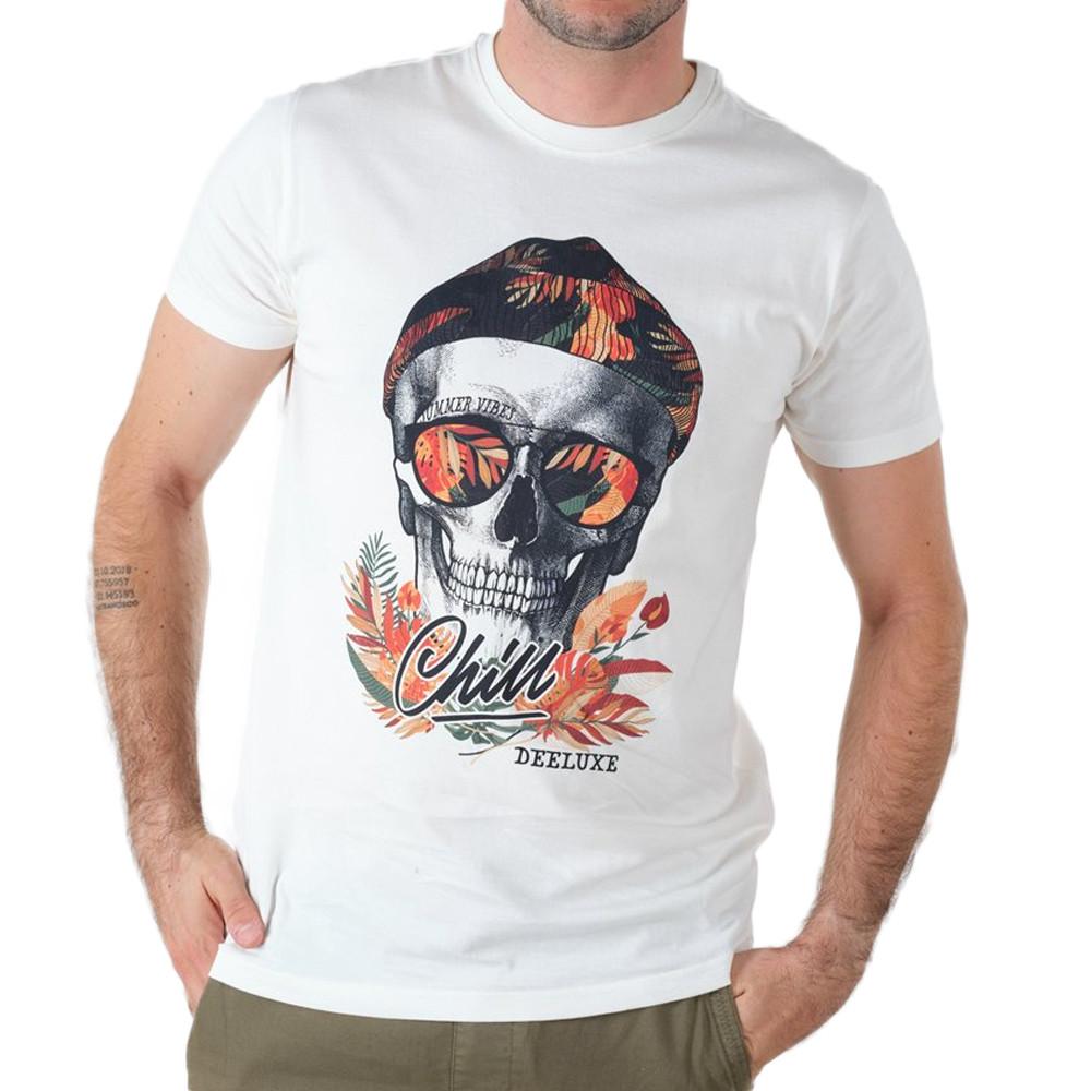 T-shirt Blanc Homme Deeluxe Jek pas cher