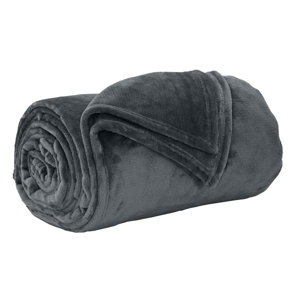 Plaid flanelle Gris Today Damier Fusain 130x180 cm pas cher