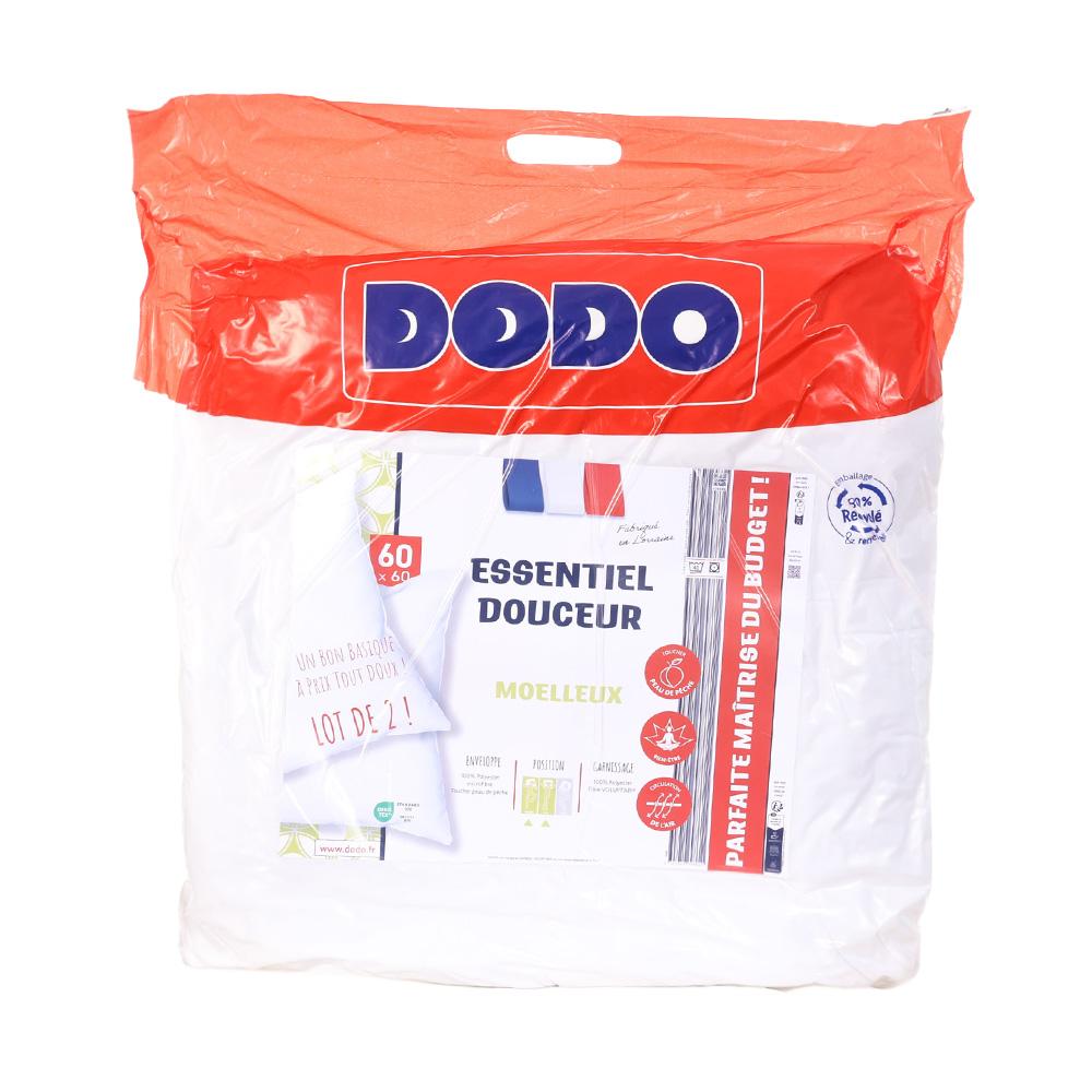 x2 Oreillers Blanc Dodo Essentiel 60x60 pas cher