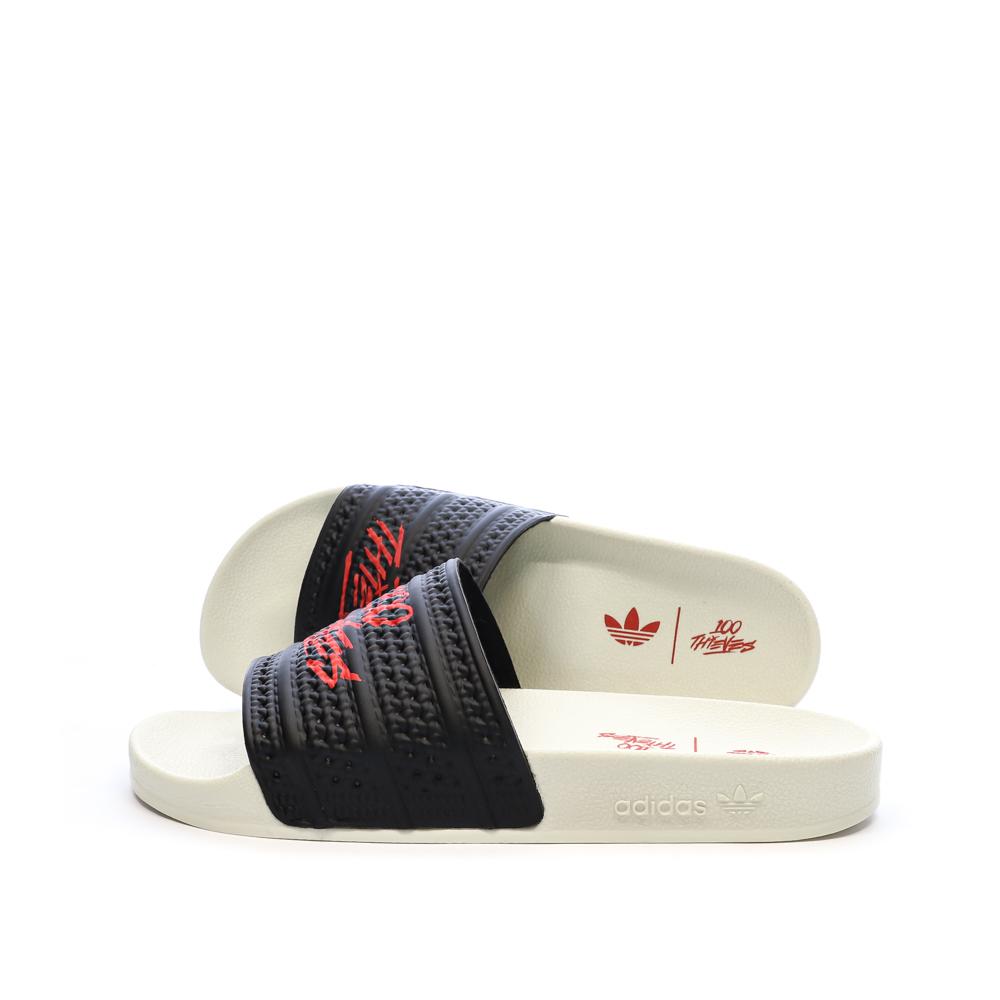 Schwarze/weiße Herren-Flip-Flops von Adidas 100t Adilette günstig