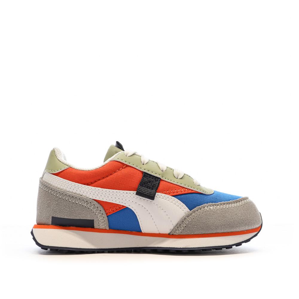 Baskets Orange/Gris Garçon Puma Future Rider Play On vue 2