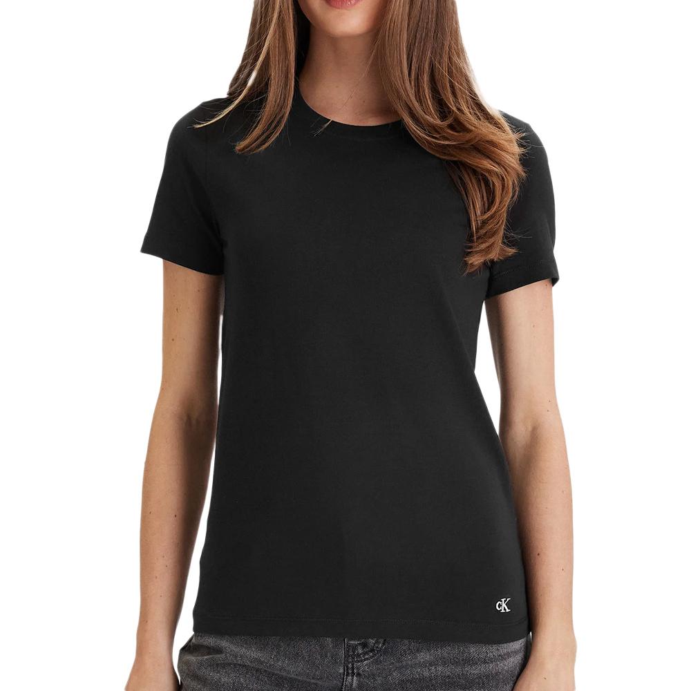 X3 T-Shirt Noir Mixte Calvin Klein Jeans Cotton vue 2