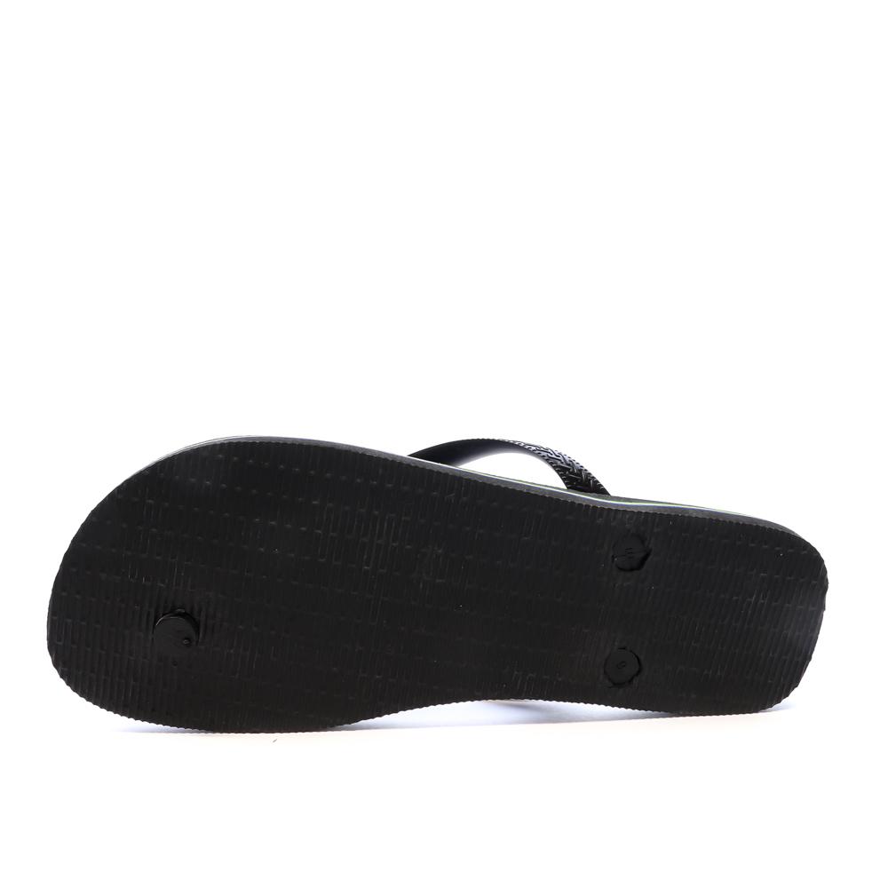 Tongs Noires/Jaunes Homme Havaianas Brasil Logo vue 2