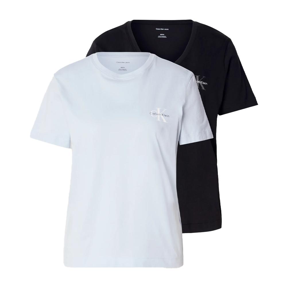 Lot de 2 T-shirts Noir/Bleu Femme Calvin Klein Jeans Monologo1 pas cher