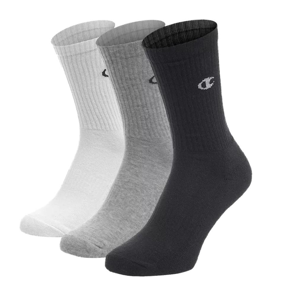 X3 Paires de Chaussettes Gris/Blanc/Noir Mixte Champion Socket pas cher