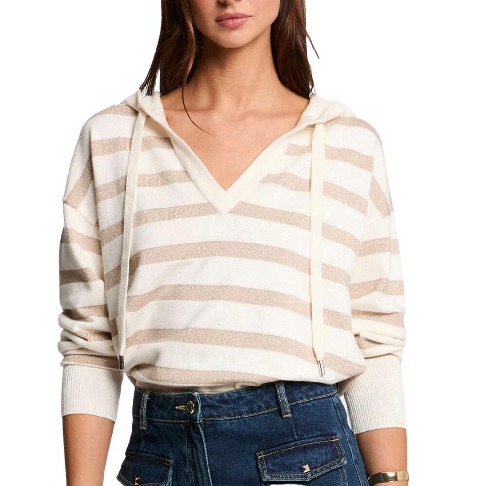 Pull Blanc/Doré Femme Morgan Ballo pas cher