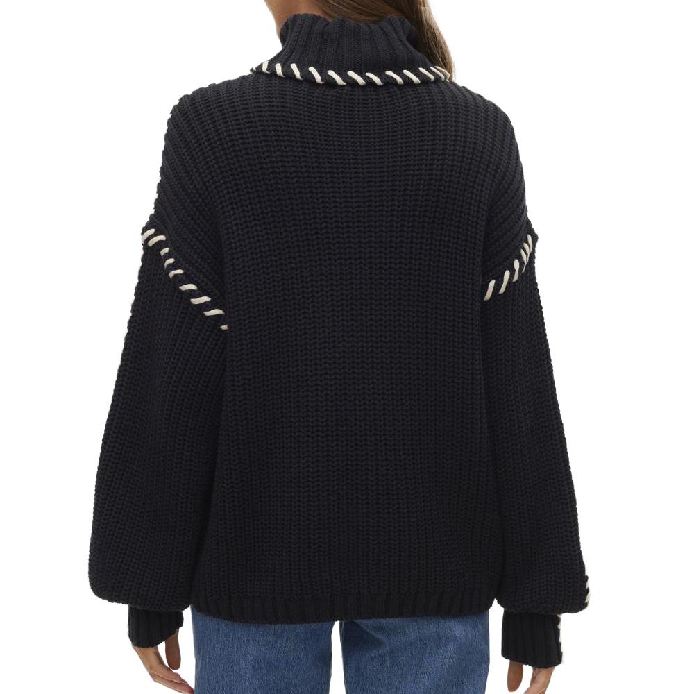 Pull en Maille Noir Femme Vero Moda Cream vue 2